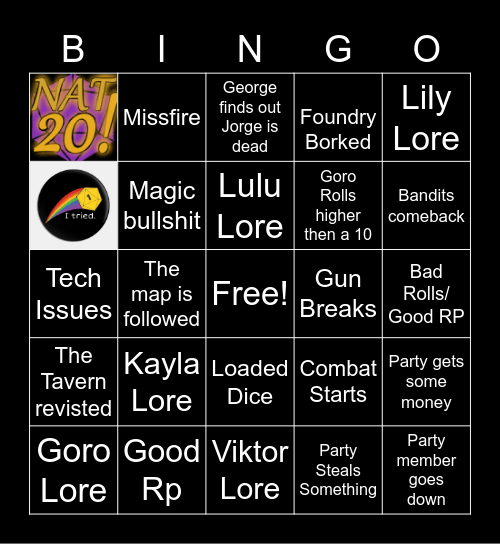 Wolves of Fate Session 3 Bingo Card