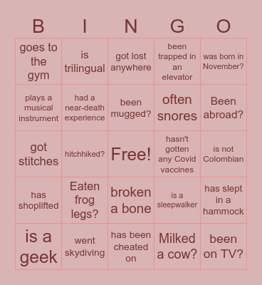 Skills 4 - Have you ever? Bingo Card