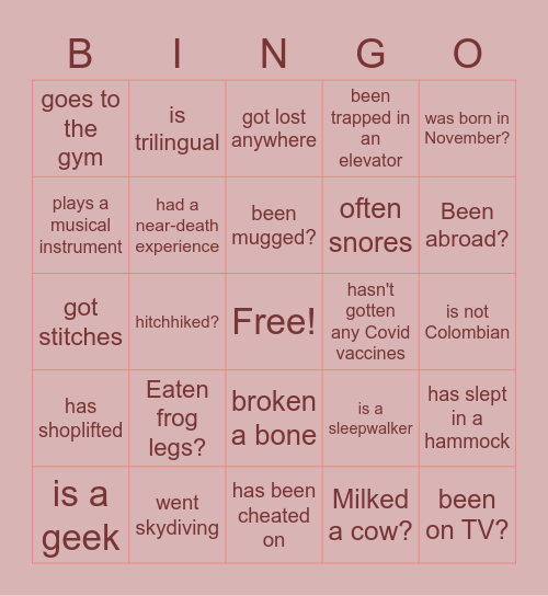 Skills 4 - Have you ever? Bingo Card