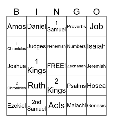 Bible Bingo Card