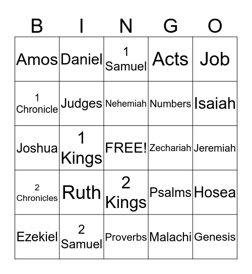 Bible Bingo Card