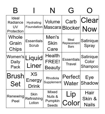 HEALTH & BEAUTY Bingo Card