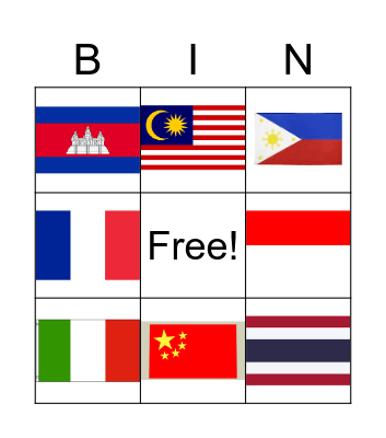 Countries Bingo Card