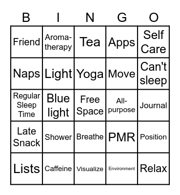 SLEEP BINGO! Bingo Card