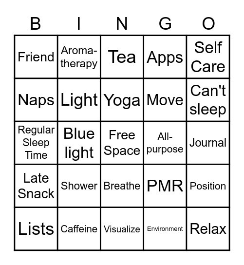 SLEEP BINGO! Bingo Card