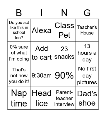 Funny Remote Learning Sayings Bingo Card