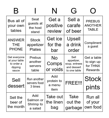 SERVER BINGO Card
