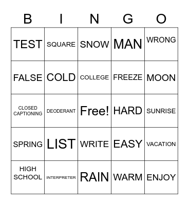lESSONS Bingo Card