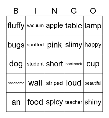 The Noun Family Bingo Card