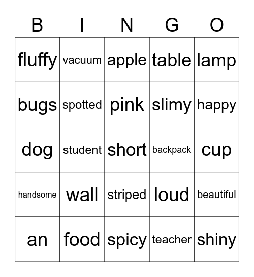 The Noun Family Bingo Card