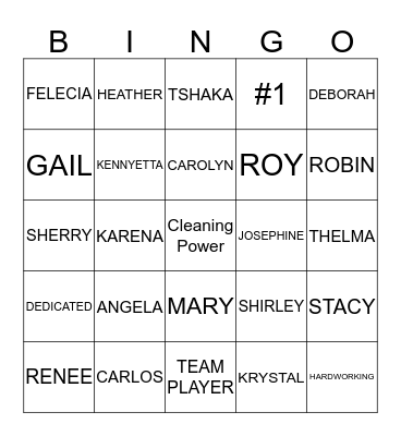 Number One  Bingo Card