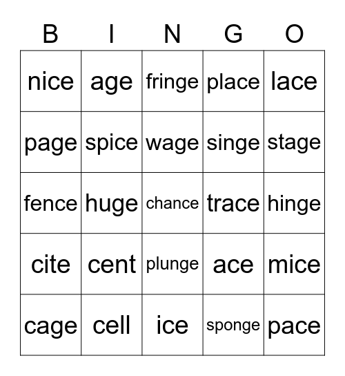 soft c/g Bingo Card