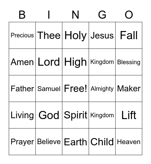 November 14 Worship Words Bingo (Listen for words during worship and mark them when you hear them)  Just for fun - no prizes Bingo Card