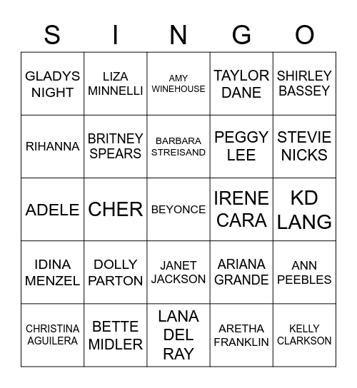 703 DEVINE DIVAS Bingo Card