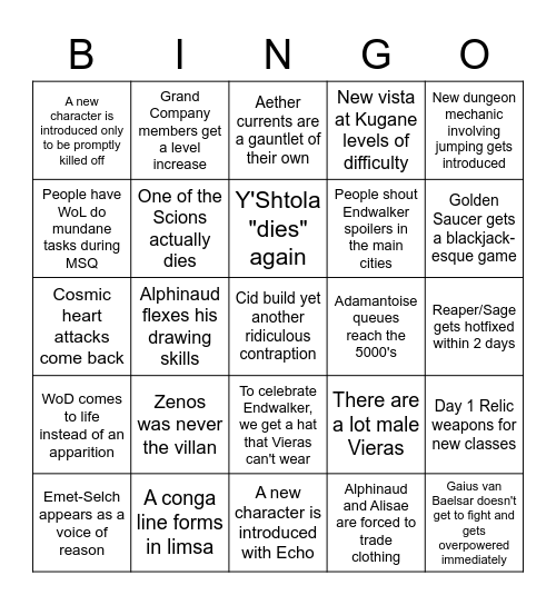 Endwalker Bingo Card