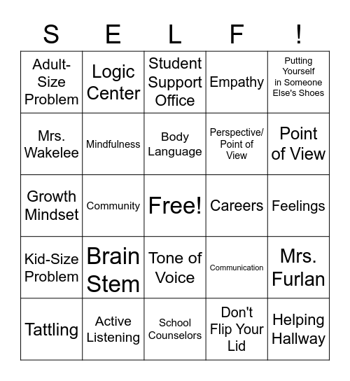 Social and Emotional Learning with Friends Bingo Card