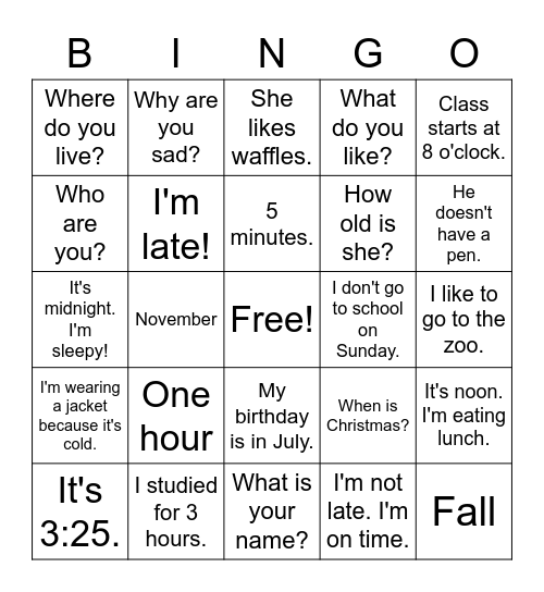 Untitled Bingo Card