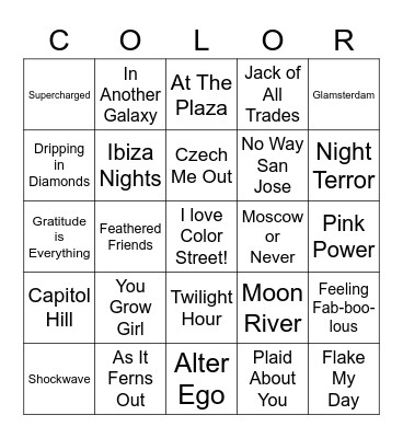 Color Street Bingo Card