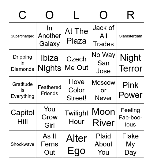Color Street Bingo Card