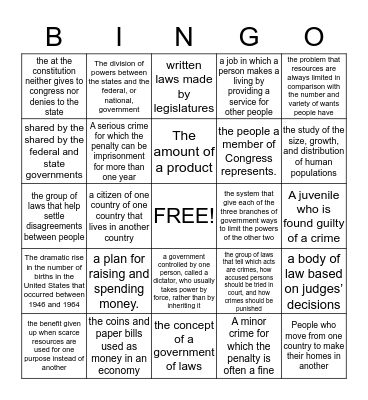 Voc Bingo Card