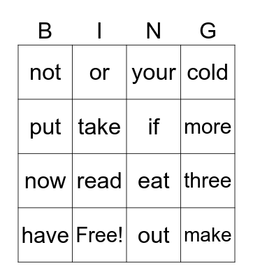 Phonics 3 bingo Card