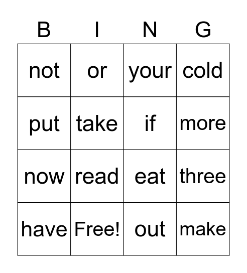 Phonics 3 bingo Card