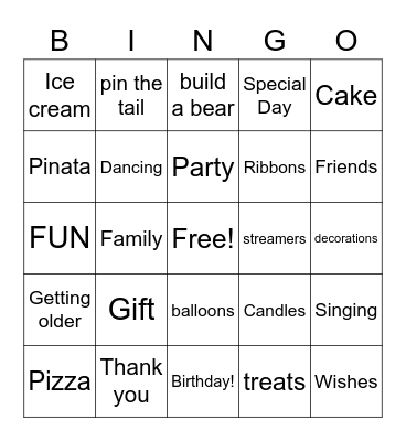 Birthday Bingo Card