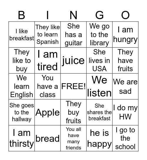 Review final exam Bingo Card