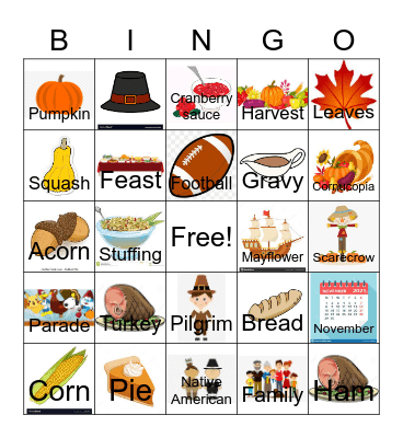 Thanksgiving Bingo Card
