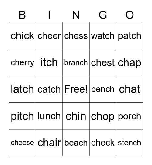 digraph CH Bingo Card