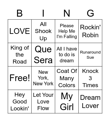 Music Bingo Card