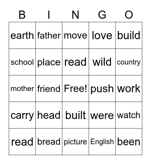 Plus 25-29 old Bingo Card