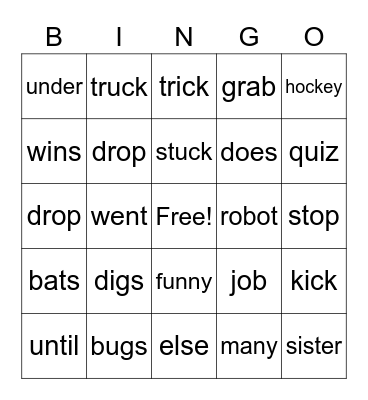 Untitled Bingo Card