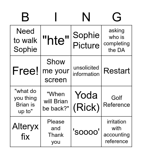 Apocalypse Bingo Card