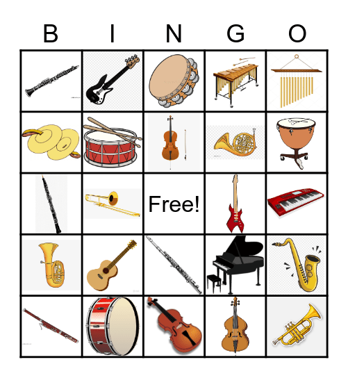 Instrument Bingo Card