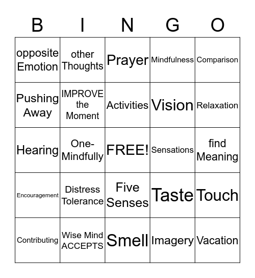 DBT Bingo Card