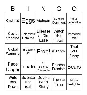 Use Your Innate Intelligence Bingo Card