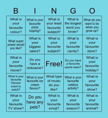 Get to Know You Bingo Card