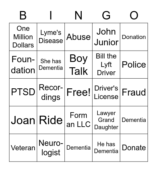 John L Bingo Card