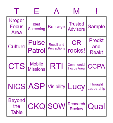 CR BINGO Card