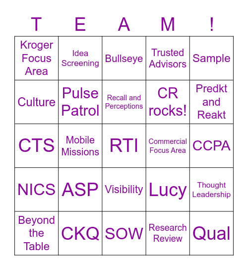 CR BINGO Card