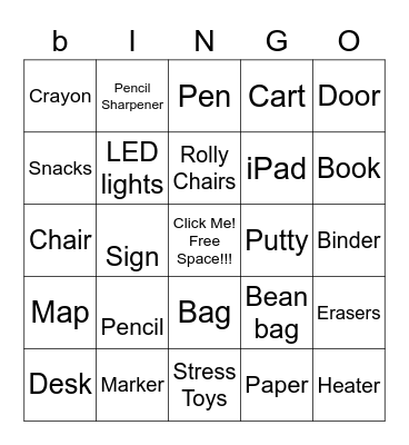 School Bingo Card