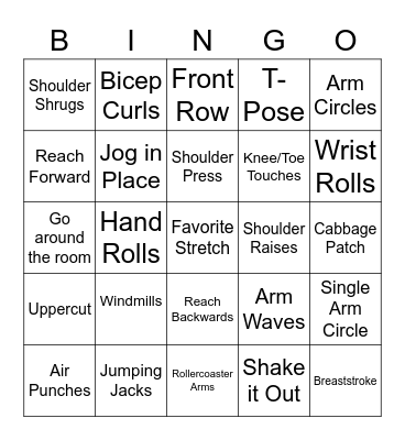 Fitness Bingo Card
