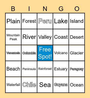 Landform Movie Bingo Card
