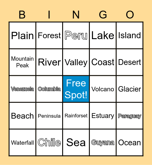 Landform Movie Bingo Card