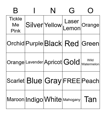 Color Bingo Card