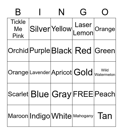 Color Bingo Card