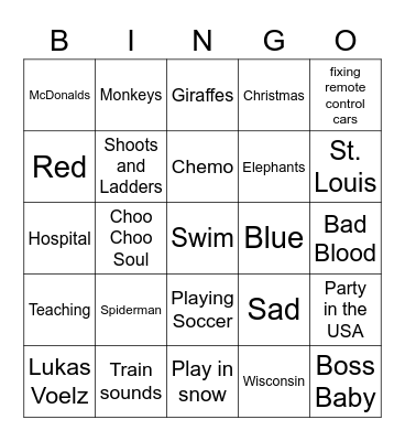 Get To Know Lukas Bingo Card