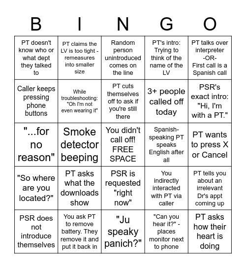 Tech Support 4 Bingo Card