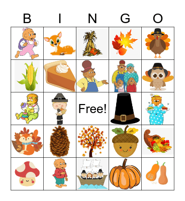 The Berenstein Bears Give Thanks Bingo Card